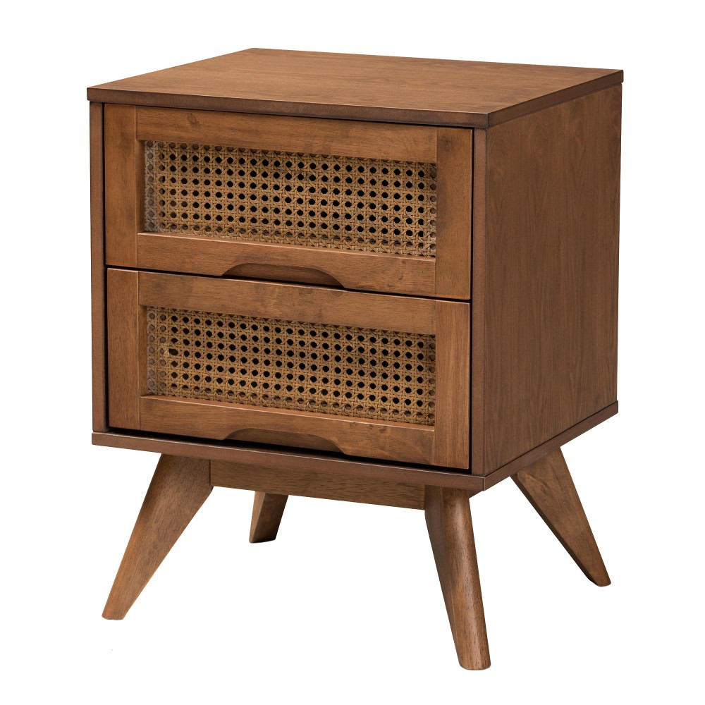 WHOLESALE INTERIORS, INC. 2721-11298 Baxton Studio Barrett 2-Drawer Nightstand, 23-3/4inH x 18-3/4inW x 15-3/4inD, Walnut Brown