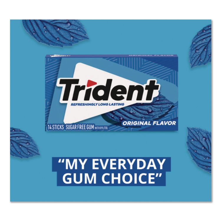 MONDELEZ INTERNATIONAL Trident® 12546 Sugar-Free Gum, Original Mint, 14 Sticks/Pack, 12 Pack/Box