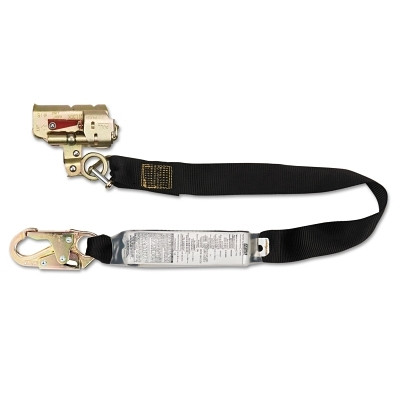 MSA FP Pro Rope Grab w/Shock-Absorbing Lanyard, 3 ft, Snap Hook Connect, Black