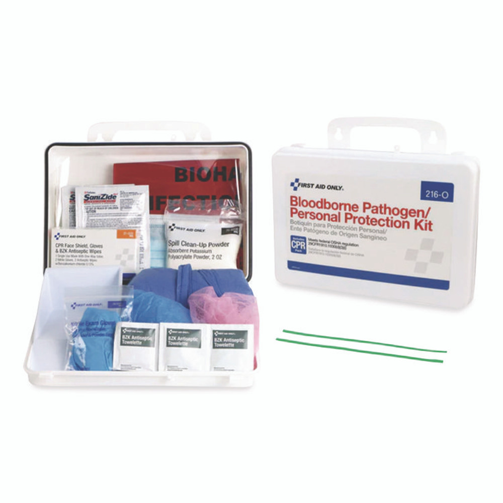 FIRST AID ONLY, INC. 216O Bloodborne Pathogen Spill Clean Up Kit with CPR Pack, 31 Pieces, Plastic Case