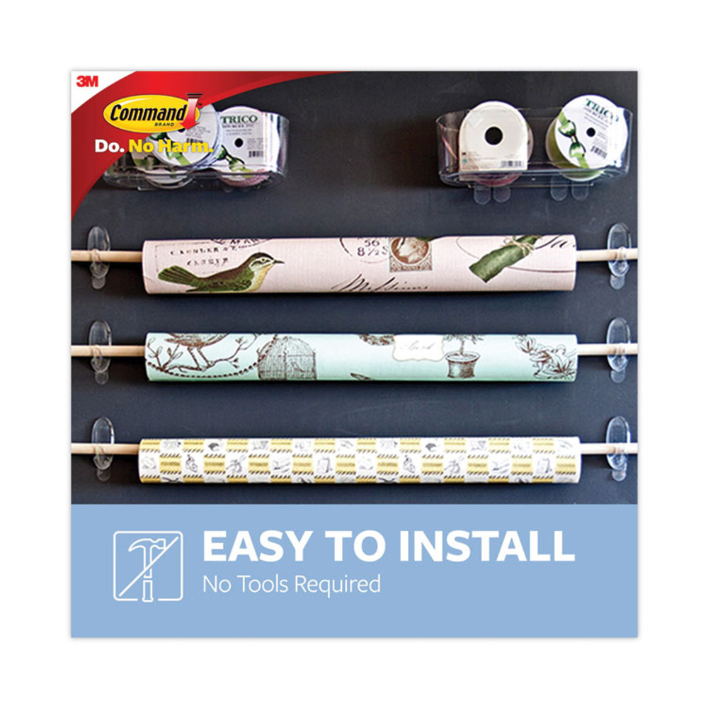 3M/COMMERCIAL TAPE DIV. Command™ 17091CLRCABP Clear Hooks and Strips, Medium, Plastic, 2 lb Capacity, 50 Hooks with 50 Adhesive Strips/Carton