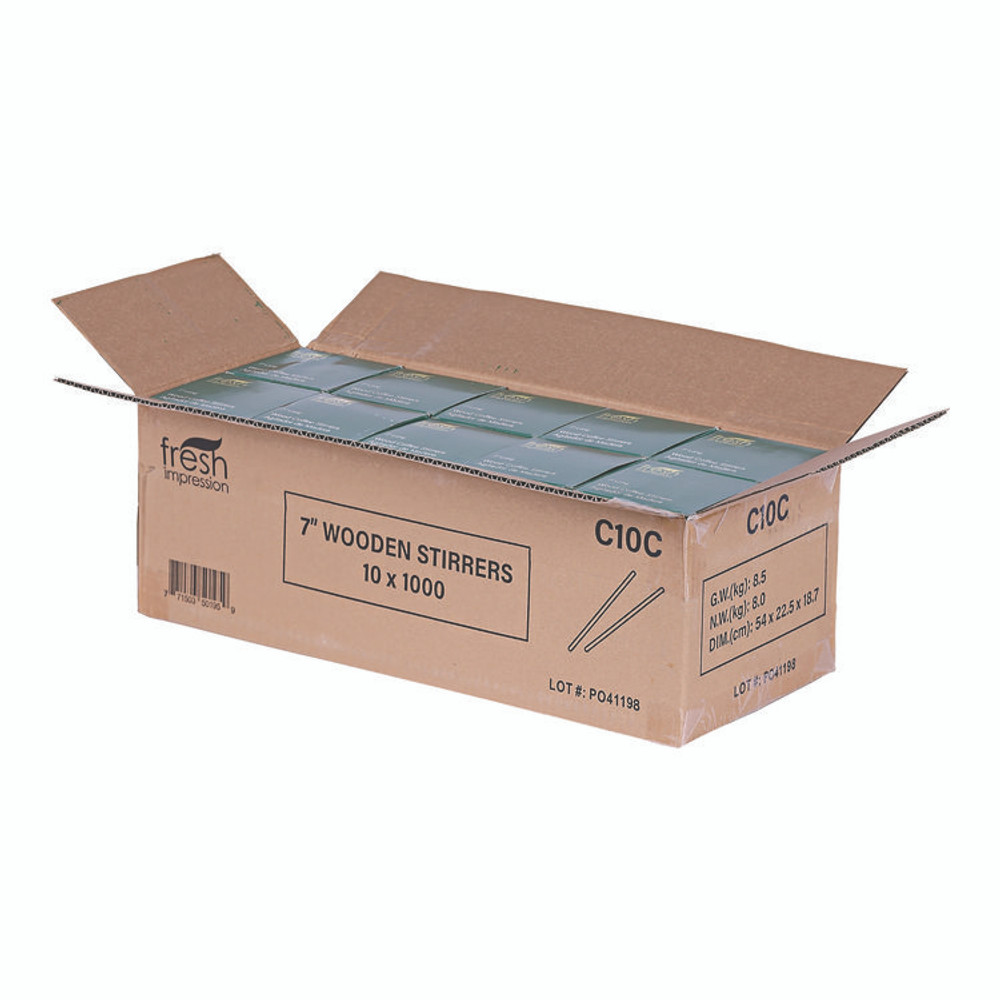 ECO-PRODUCTS,INC. NTSTC10CCT Wooden Stir Sticks, 7", 1,000/Pack, 10 Packs/Carton