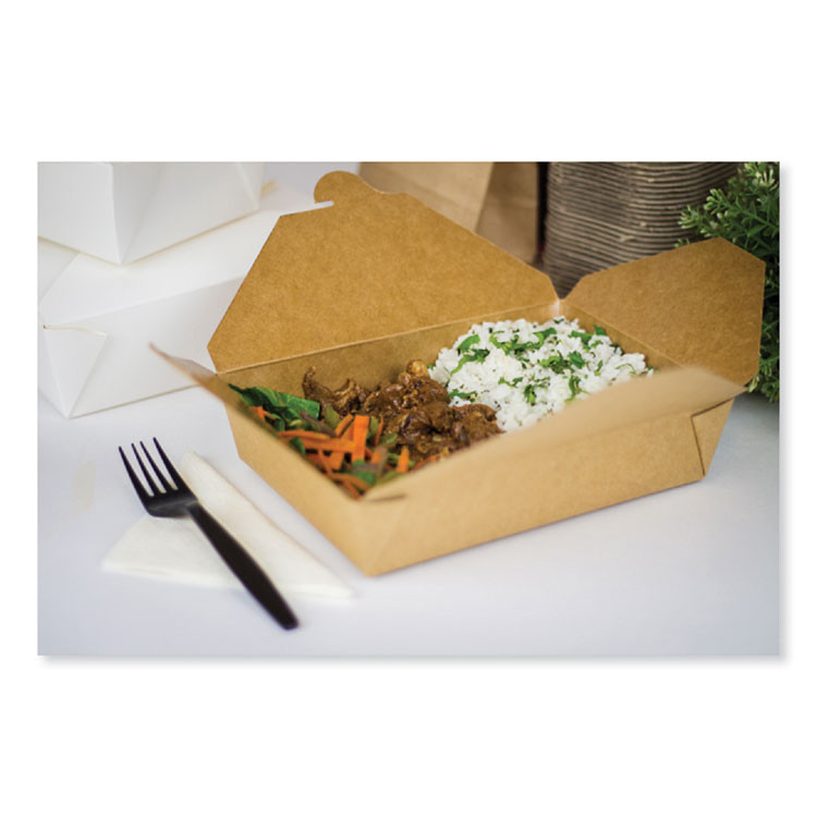GEN PAPERBOX2 Reclosable Kraft Take-Out Box, 54 oz, 8.51 x 6.3 x 1.8, Brown, Paper, 200/Carton