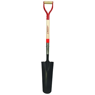 The AMES Companies, Inc. RAZOR-BACK® Drain Spade, 16 in L x 4.75 in W Round Blade, 29 in North American Hardwood Steel/Wood D-Grip Handle