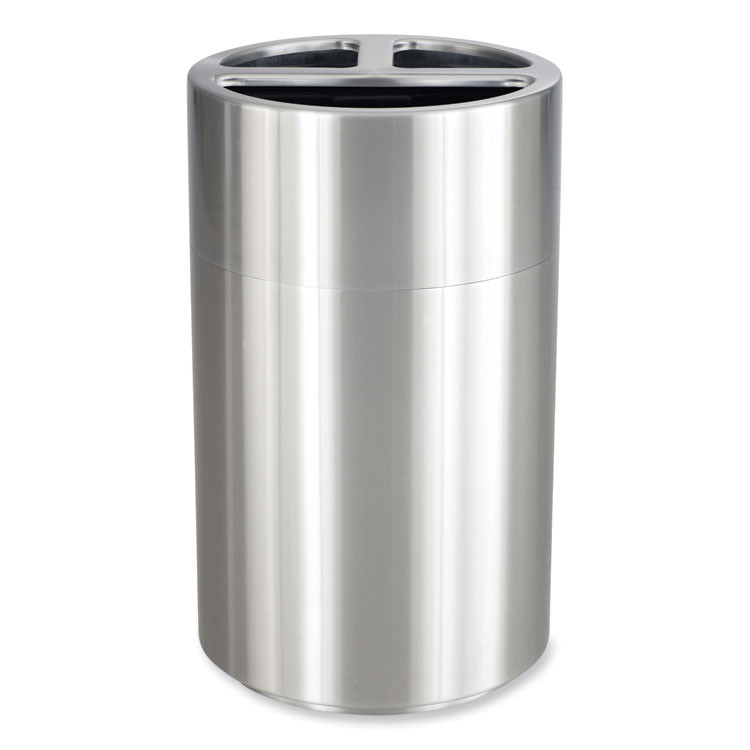 SAFCO PRODUCTS 9941SS Triple Recycling Receptacle, 40 gal, Steel, Brushed Aluminum