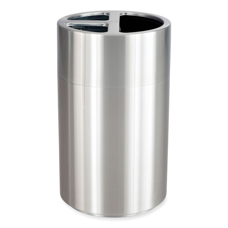 SAFCO PRODUCTS 9941SS Triple Recycling Receptacle, 40 gal, Steel, Brushed Aluminum