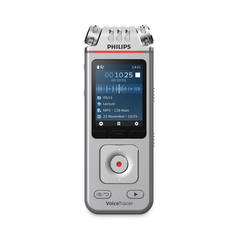 PHILIPS SPEECH PROCESSING DVT4110 Voice Tracer DVT4110 Digital Recorder, 8 GB, Silver