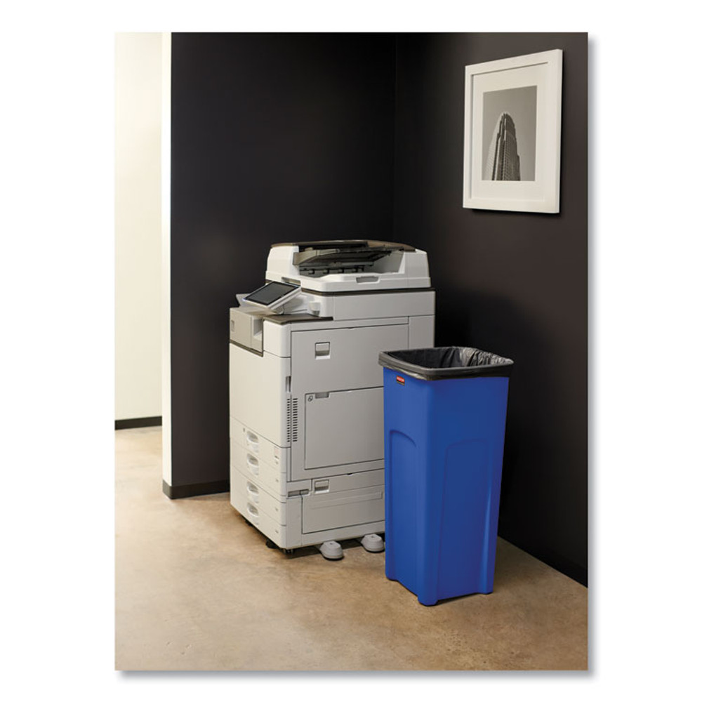 RUBBERMAID COMMERCIAL PROD. 356973BE Untouchable Square Waste Receptacle, 23 gal, Plastic, Blue