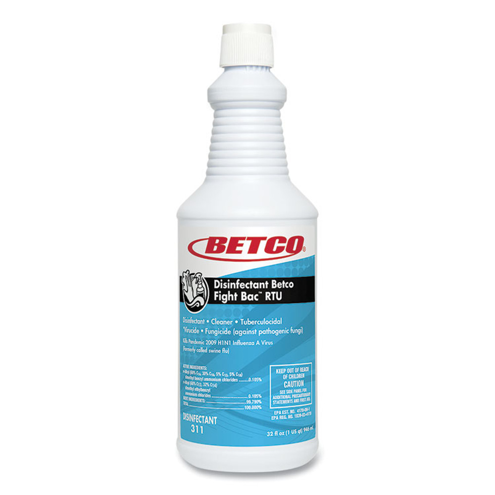 BETCO CORPORATION 3111200 Fight Bac RTU Disinfectant, Citrus Floral Scent, 32 oz Spray Bottle, 12/Carton