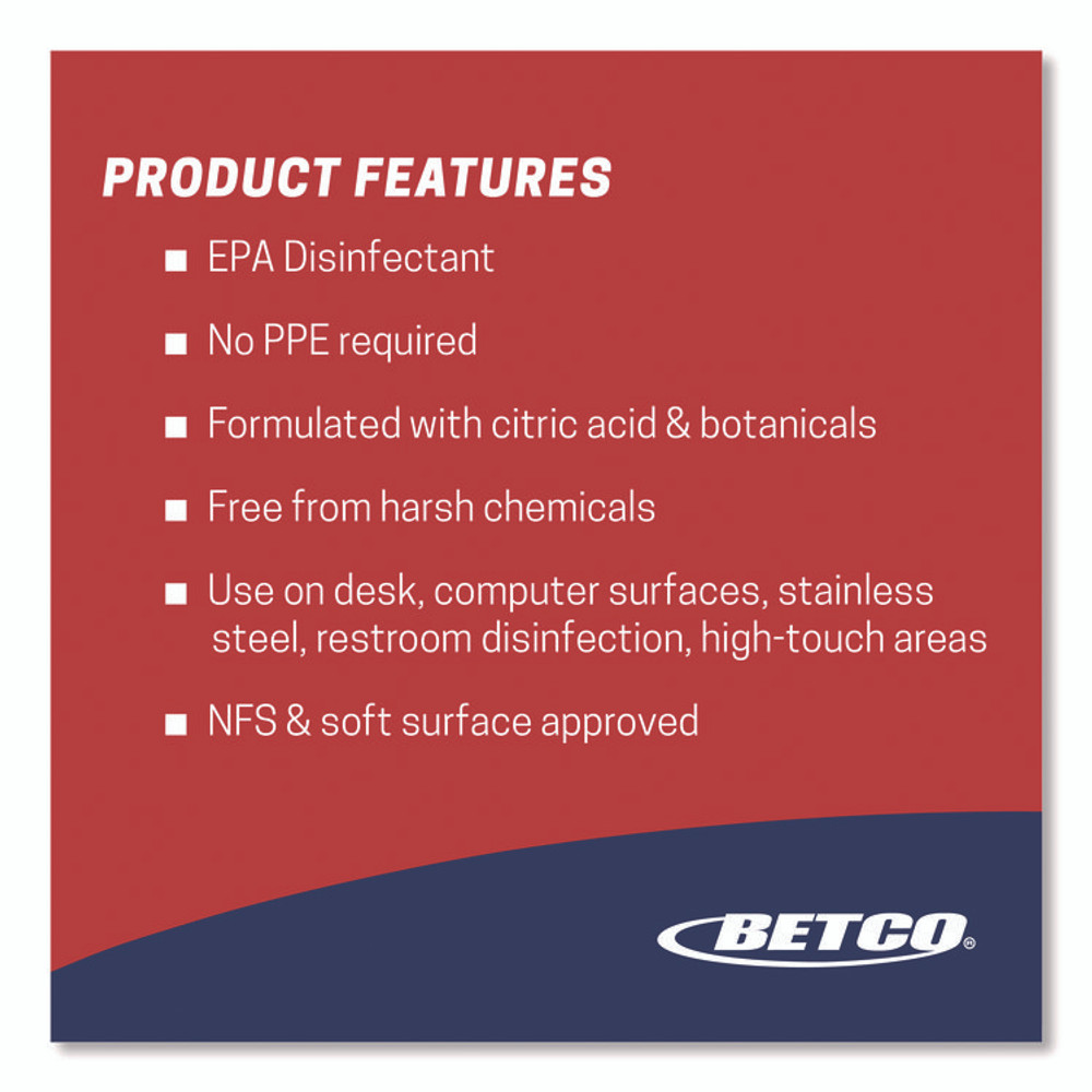 BETCO CORPORATION 3111200 Fight Bac RTU Disinfectant, Citrus Floral Scent, 32 oz Spray Bottle, 12/Carton