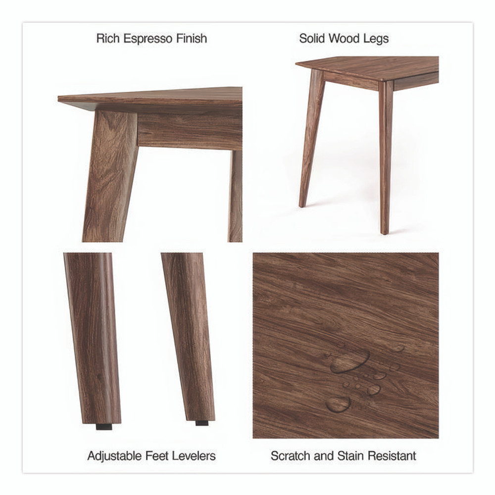 UNION & SCALE 24398973 MidMod Storage Desk, Gold Pull, 59.7" x 29.4" x 29.5", Espresso