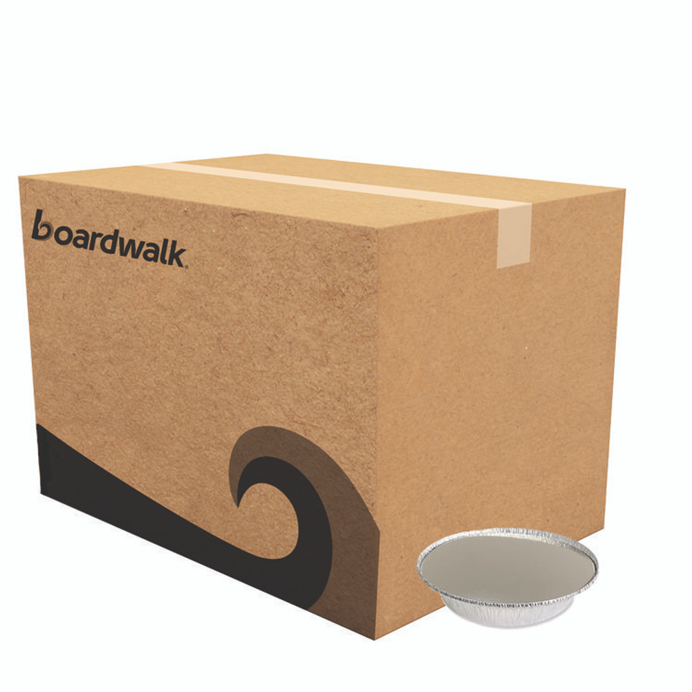 BOARDWALK ROUND7COMBO Round Aluminum To-Go Containers with Lid, 24 oz, 7" Diameter x 1.47"h, Silver 200/Carton