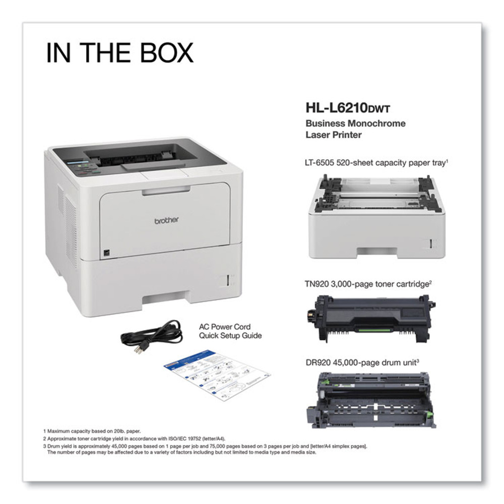 BROTHER INTL. CORP. HLL6210DWT HL-L6210DWT Wireless Business Monochrome Laser Printer with Dual Paper Trays
