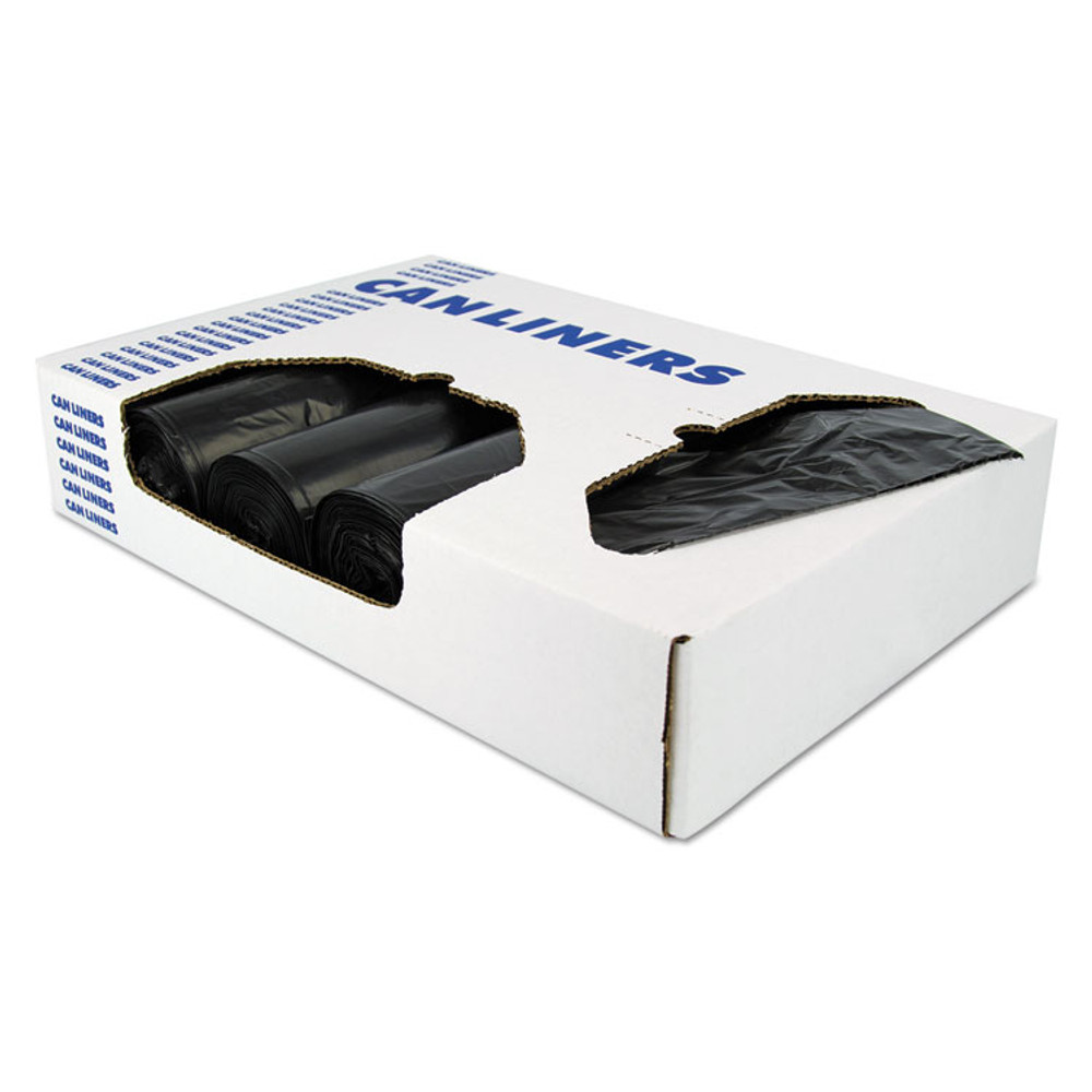 HERITAGE X6639QK Reprocessed Resin Can Liners, 33 gal, 2 mil, 33" x 39", Black, 100/Carton