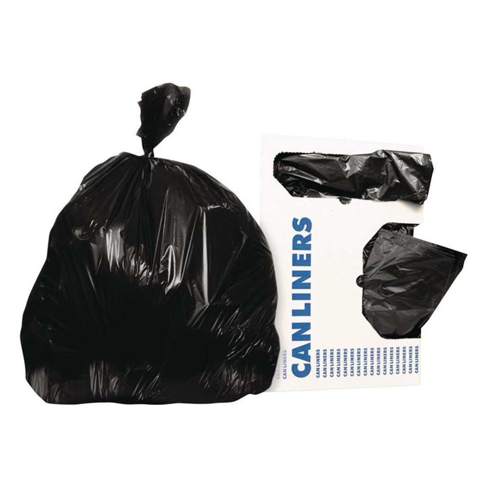 HERITAGE X6639QK Reprocessed Resin Can Liners, 33 gal, 2 mil, 33" x 39", Black, 100/Carton