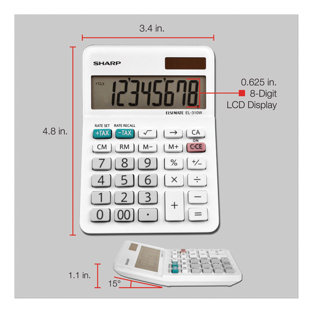 SHARP TONER EL310WB EL-310WB Mini Desktop Calculator, 8-Digit LCD