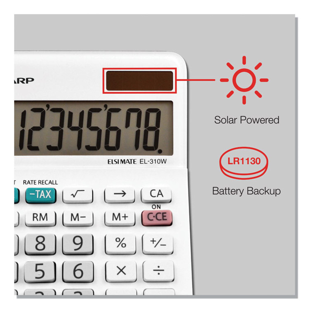 SHARP TONER EL310WB EL-310WB Mini Desktop Calculator, 8-Digit LCD
