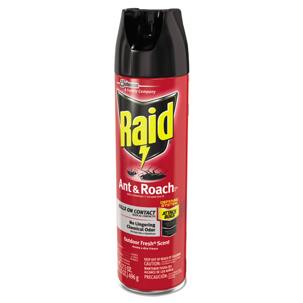 SC JOHNSON Raid® 351104 Ant and Roach Killer, 17.5 oz Aerosol Spray, Outdoor Fresh, 12/Carton