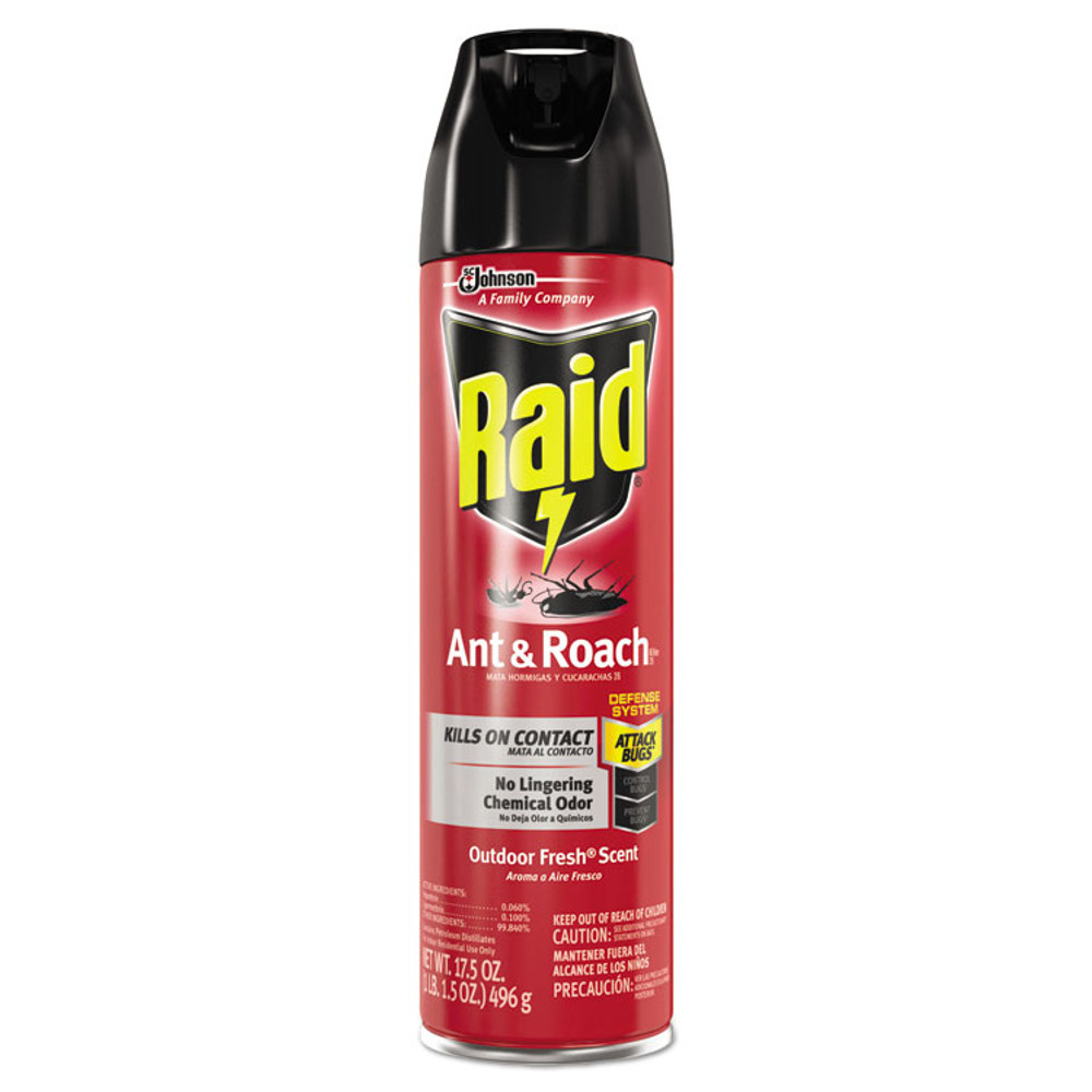 SC JOHNSON Raid® 351104 Ant and Roach Killer, 17.5 oz Aerosol Spray, Outdoor Fresh, 12/Carton