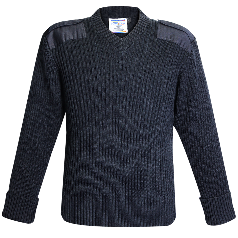 Flying Cross 700 10 SMALL N/A Command Acrylic Wool Rib Knit V-Neck Sweater