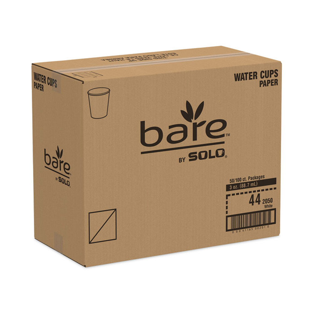 DART SOLO® 44 Paper Water Cups, 3 oz, White, 100/Pack