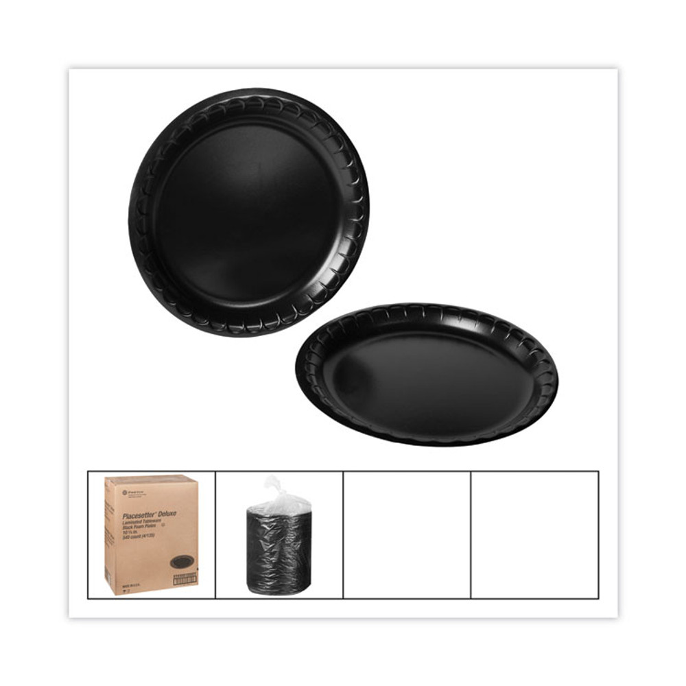 PACTIV EVERGREEN CORPORATION 0TKB0010000Y Placesetter Deluxe Laminated Foam Dinnerware, Plate, 10.25" dia, Black, 540/Carton