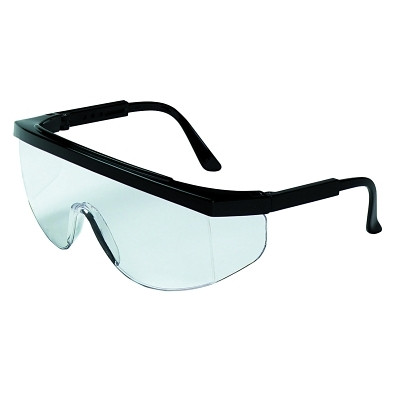 MCR Safety TK1 Series Safety Glasses, Clear Lens, Scratch-Resistant, Black Frame, Nylon
