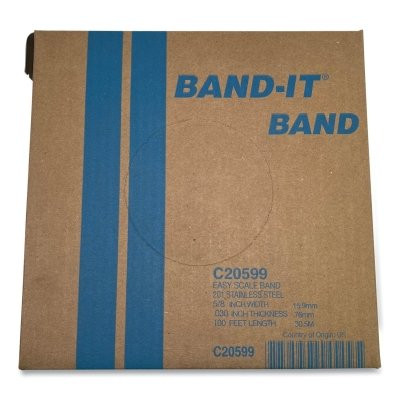 Band-It® Stainless Steel Band, 5/8 in W x 0.030 in Thick x 100 ft L, SS 201