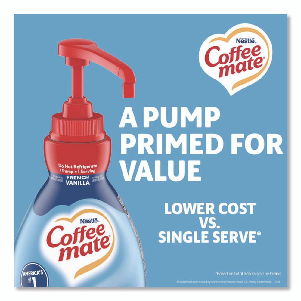 NESTLE Coffee mate® 31803CT Liquid Coffee Creamer, French Vanilla, 1.5 L Pump Bottle, 2/Carton