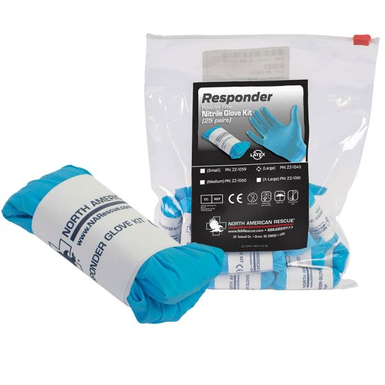 North American Rescue ZZ-1060 Responder Blue Nitrile Gloves - Pack of 25