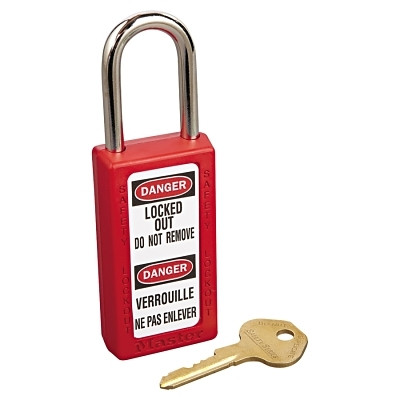Master Lock® Zenex™ Thermoplastic Safety Lockout Padlock, 411, 1-1/2 W x 3 H Body, 1-1/2 in H Shackle, KD, Red