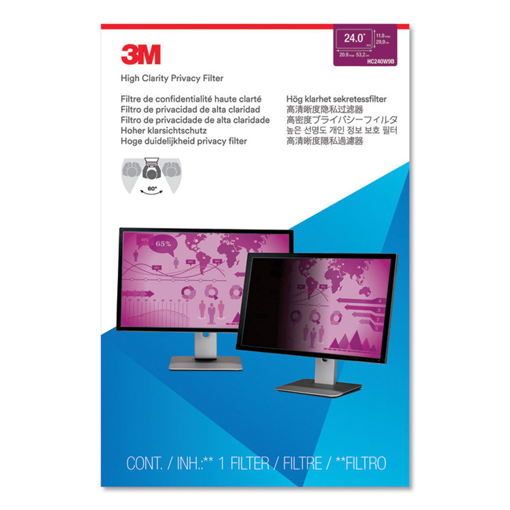 3M/COMMERCIAL TAPE DIV. HC240W9B High Clarity Privacy Filter for 24" Widescreen Flat Panel Monitor, 16:9 Aspect Ratio