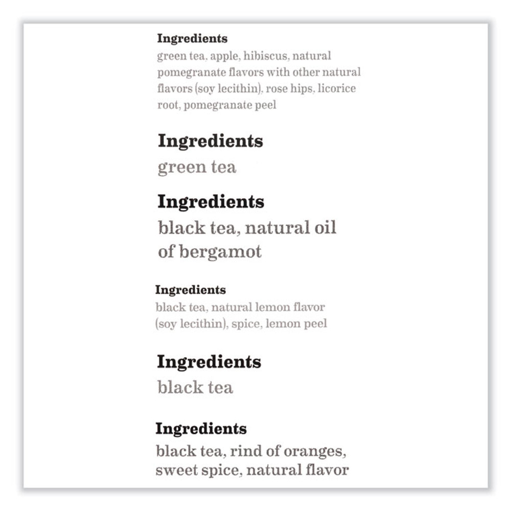 KEURIG DR PEPPER Bigelow® 15577 Assorted Tea Packs, Six Flavors, 28/BX, 168/Carton