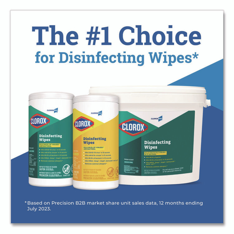 CLOROX SALES CO. 31547 Disinfecting Wipes, 1-Ply, 7 x 8, Fresh Scent, White, 700/Bucket
