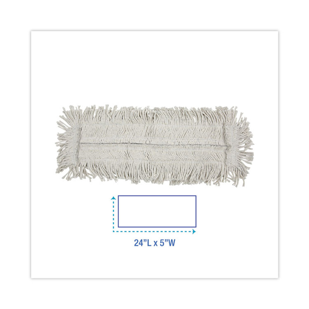 BOARDWALK 1624 Disposable Cut End Dust Mop Head, Cotton/Synthetic, 24w x 5d, White