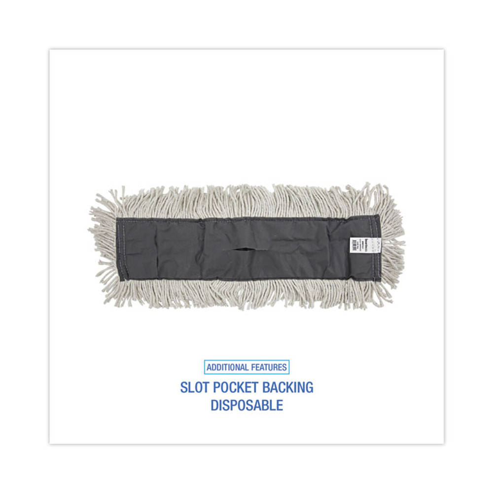 BOARDWALK 1624 Disposable Cut End Dust Mop Head, Cotton/Synthetic, 24w x 5d, White