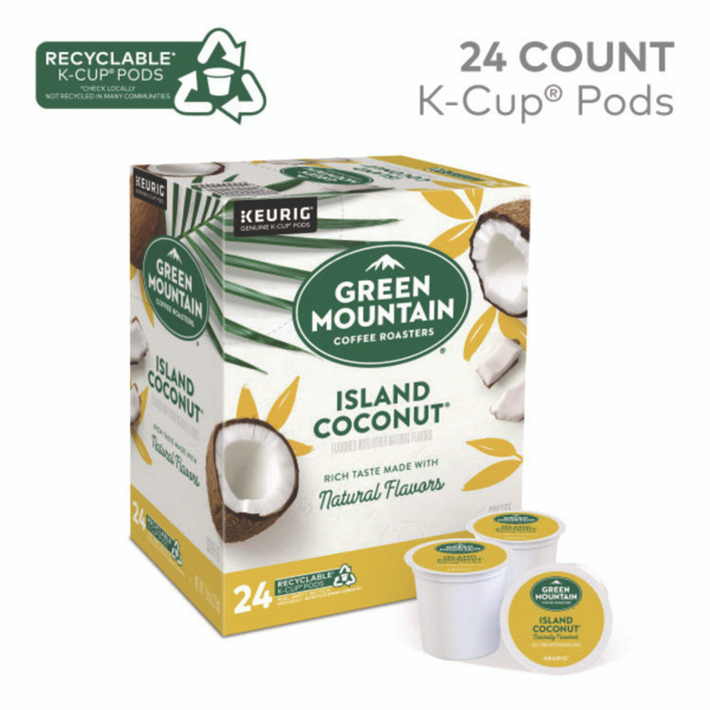 KEURIG DR PEPPER Green Mountain Coffee® 6720 Island Coconut Coffee K-Cup Pods, 24/Box