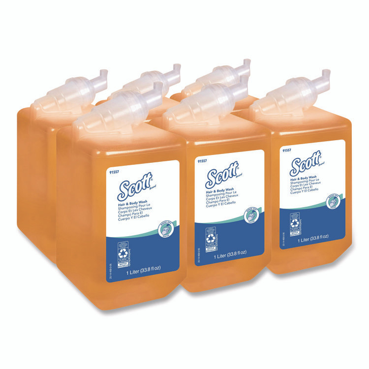 KIMBERLY-CLARK PROFESSIONAL Scott® 91557 Essential Hair and Body Wash, Citrus Floral Scent, 1 L, 6/Carton