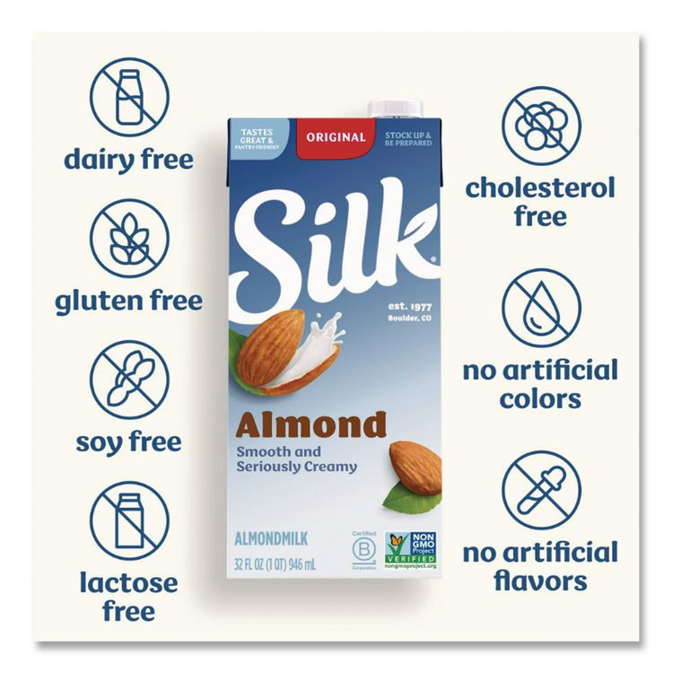 WHITEWAVE FOODS Silk® 443870 Almond Milk, Original, 32 oz Aseptic Box