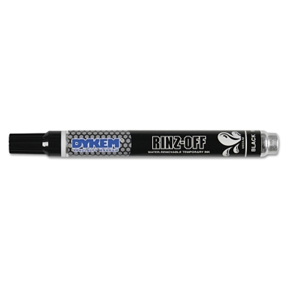 ITW Pro Brands DYKEM® RINZ OFF® Water Removable Temporary Marker, Black, Medium, Threaded Cap