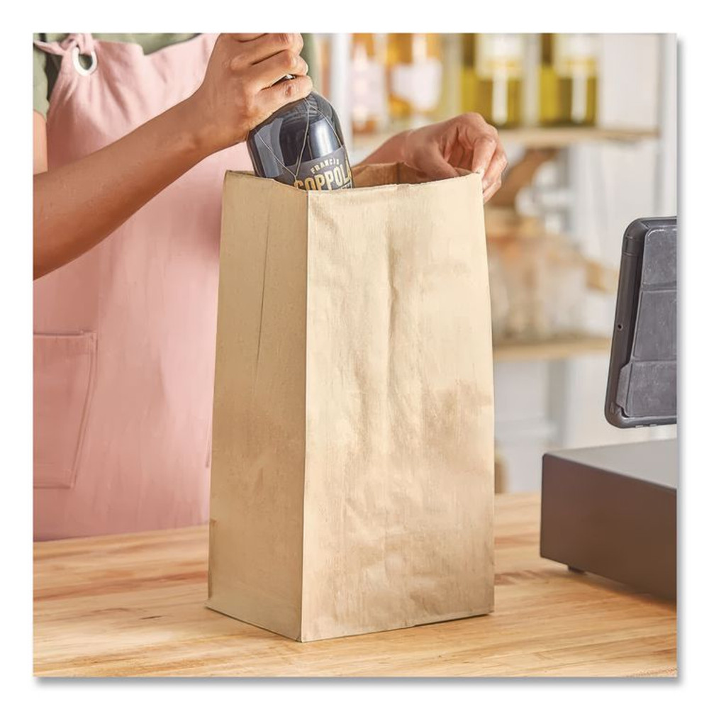 ROSS & WALLACE PAPER PRODUCTS, INC. GK25-500 Grocery Paper Bags, 25# Size, 40# Basis Weight, 8.25" x 5.38" x 18", Kraft, 500/Bundle