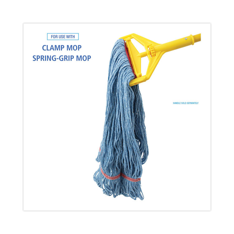 BOARDWALK 503BLNB Super Loop Wet Mop Head, Cotton/Synthetic Fiber, 1" Headband, Large Size, Blue, 12/Carton