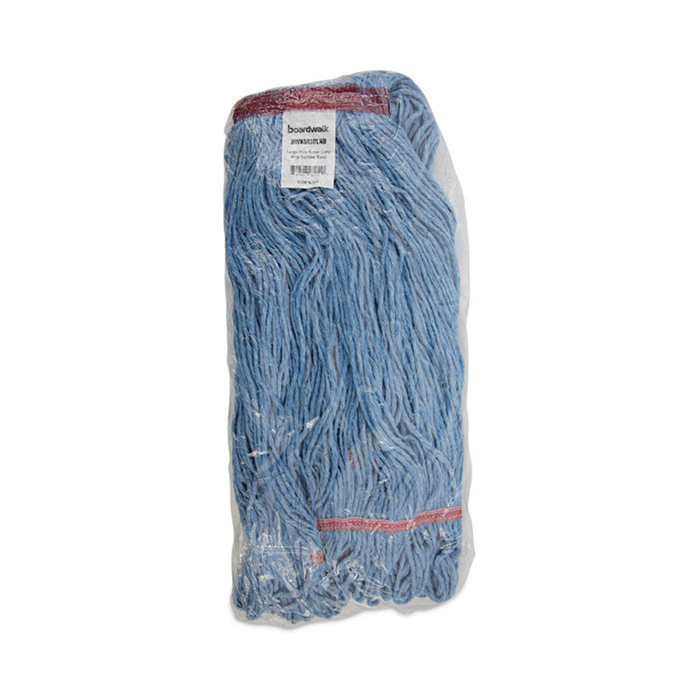 BOARDWALK 503BLNB Super Loop Wet Mop Head, Cotton/Synthetic Fiber, 1" Headband, Large Size, Blue, 12/Carton