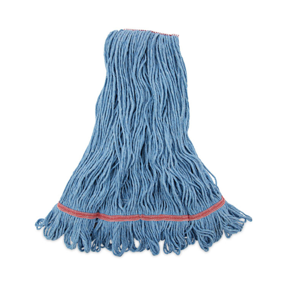 BOARDWALK 503BLNB Super Loop Wet Mop Head, Cotton/Synthetic Fiber, 1" Headband, Large Size, Blue, 12/Carton