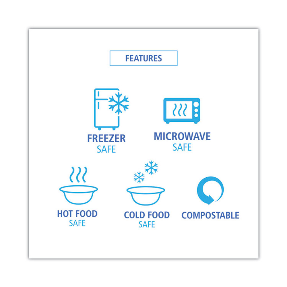 BOARDWALK TRAYWF128 Bagasse Dinnerware, 5-Compartment Tray, 10 x 8, White, 500/Carton