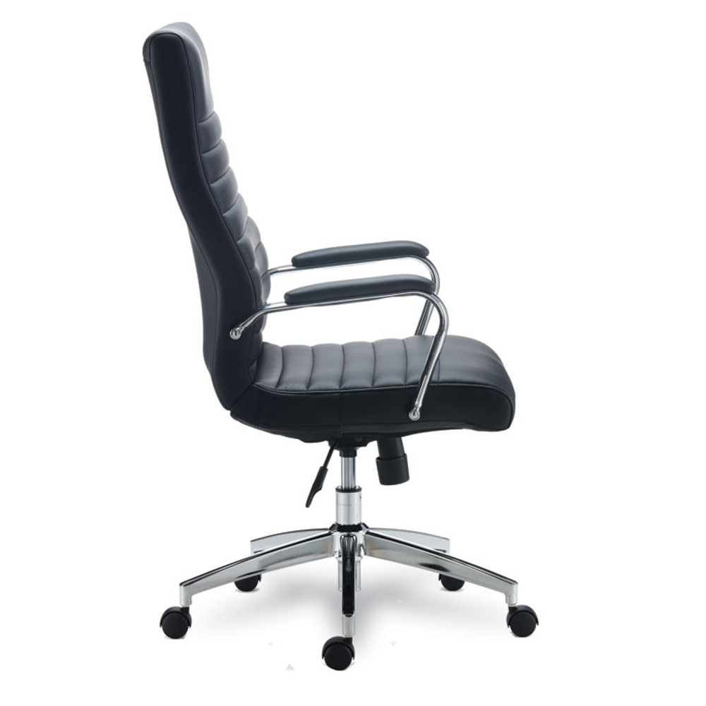 ALERA ED41B19 Alera Eddleston Leather Manager Chair, Supports Up to 275 lb, Black Seat/Back, Chrome Base