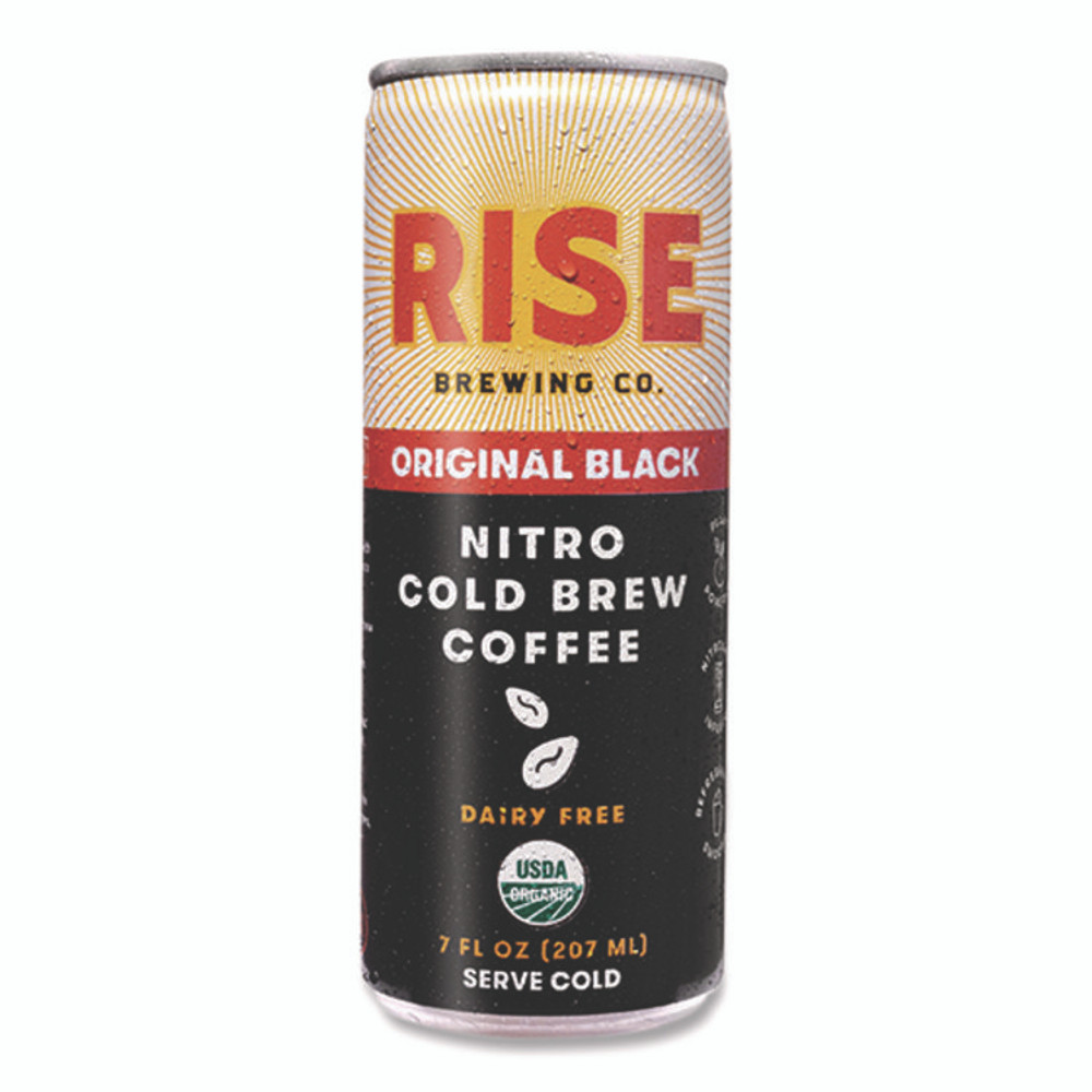 RISE BREWING CO. 00043 Nitro Cold Brew Latte, Original Black, 7 oz Can, 12/Carton