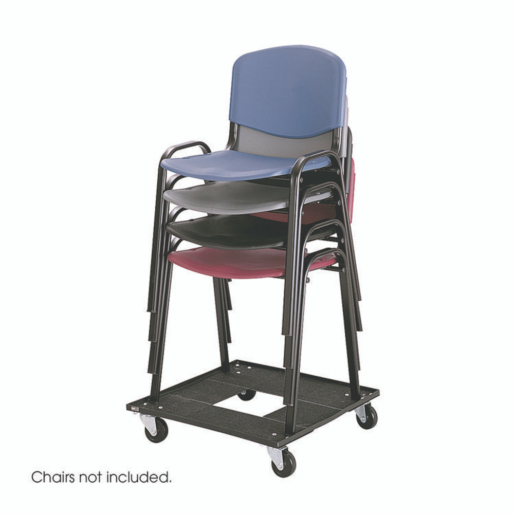 SAFCO PRODUCTS 4188 Stacking Chair Cart, Metal, 23.13" x 23.13" x 4.5", Black