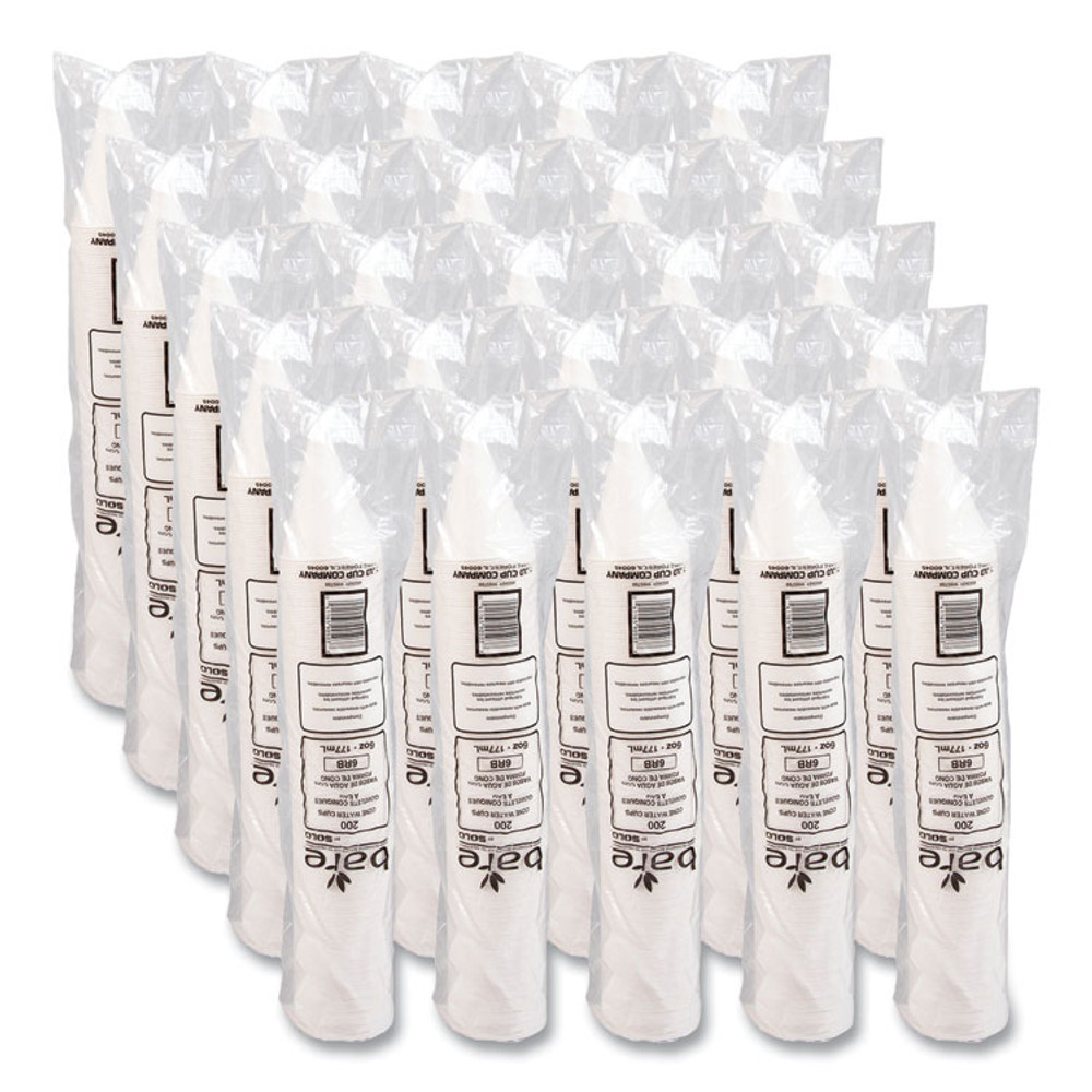 DART SOLO® 6RBU Bare Eco-Forward Treated Paper Cone Cups, 6 oz, White, 200/Sleeve, 25 Sleeves/Carton