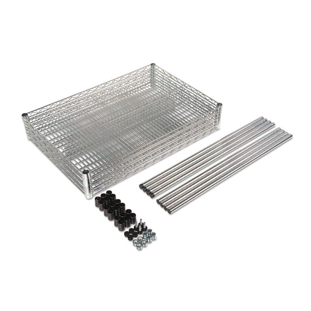 ALERA SW503618SR NSF Certified Industrial Four-Shelf Wire Shelving Kit, 36w x 18d x 72h, Silver